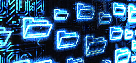 Illustration of computer files floating in cyberspace